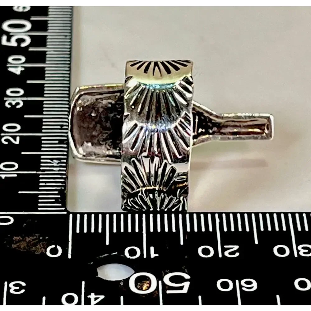 Sterling Silver TAXCO Mexico Tequila Bottle Ring Wide Stamped Band Adjustable